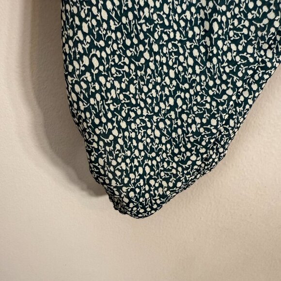 Abercrombie & Fitch Floral Smocked Ruffle Mini Dress Women's Large Tall LT Green - Picture 7 of 11